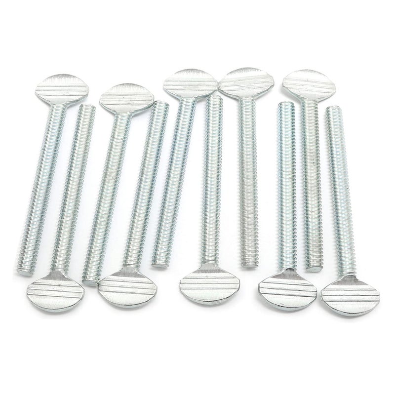Pro Bamboo Kitchen 10pcs Carbon Steel Thumb Screw 1/4"-20 x 2-1/2" Galvanized Racket Screw, Silver - Image 1